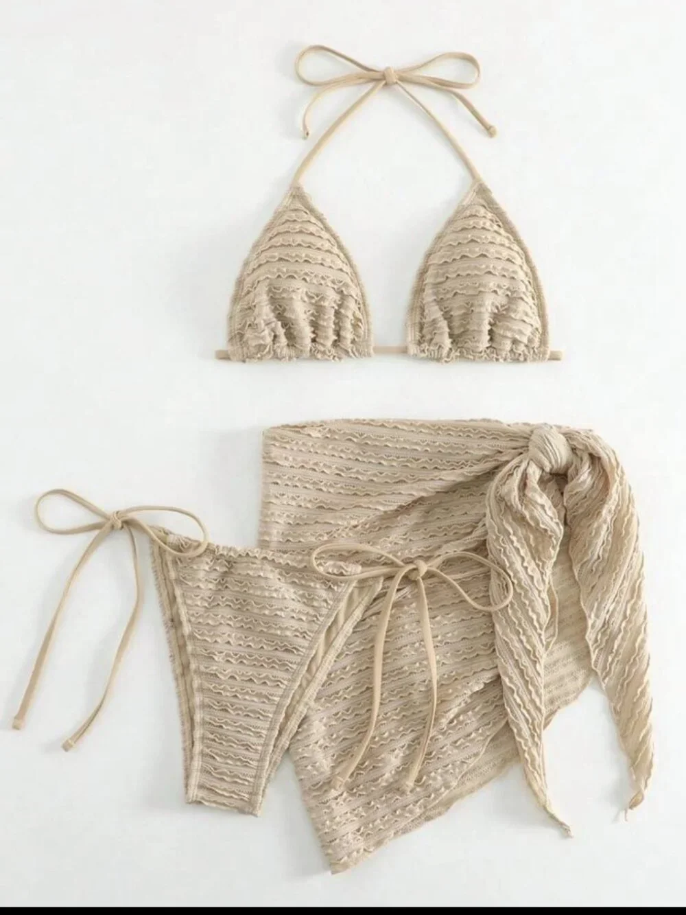 3 Piece Swim Bikini and Cover Up Tan | Never Worn